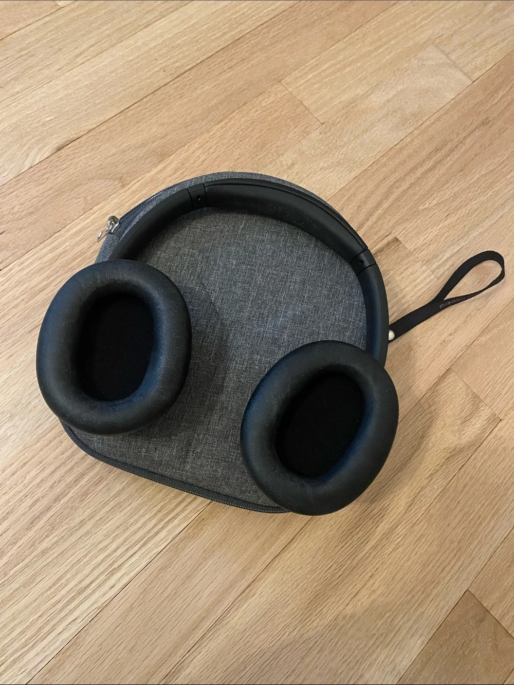 Sony Matte Black Over-Ear Headphones with Cushioned Ear Pads with case
